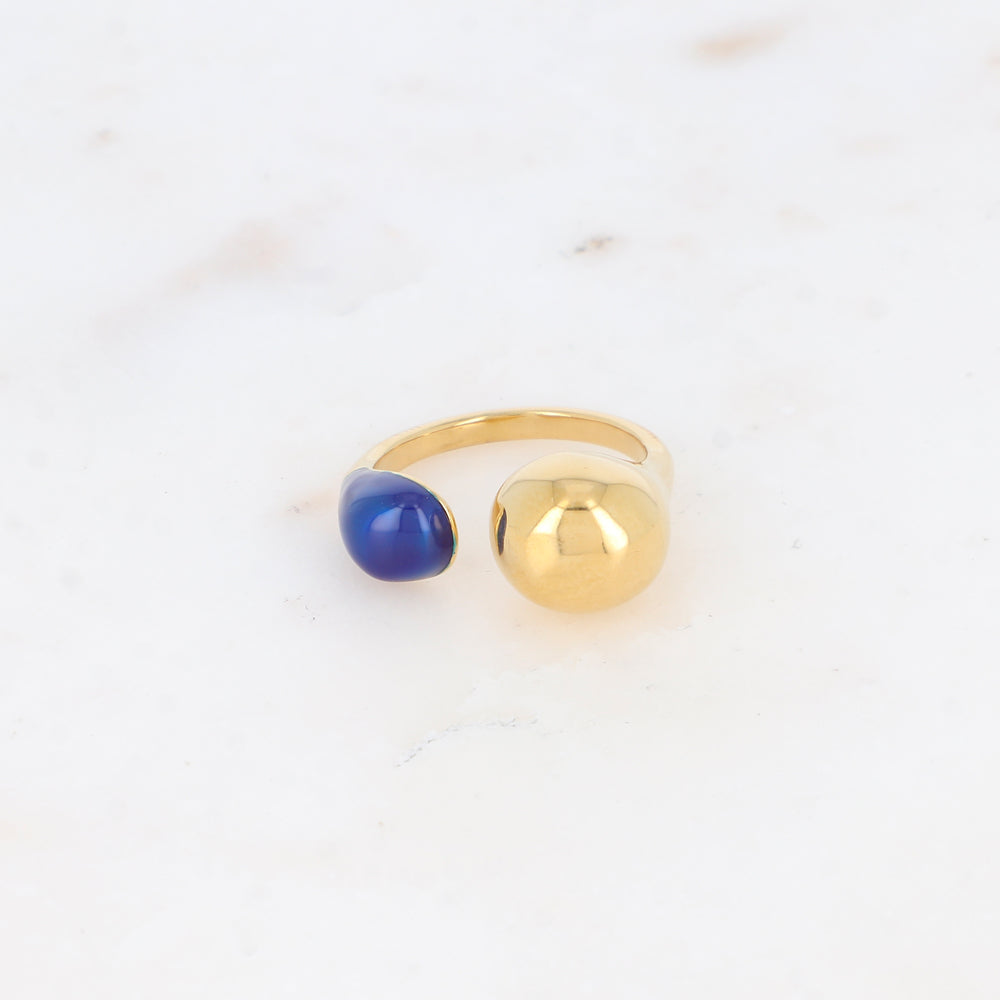 Bague fine avec émail - Bleu
