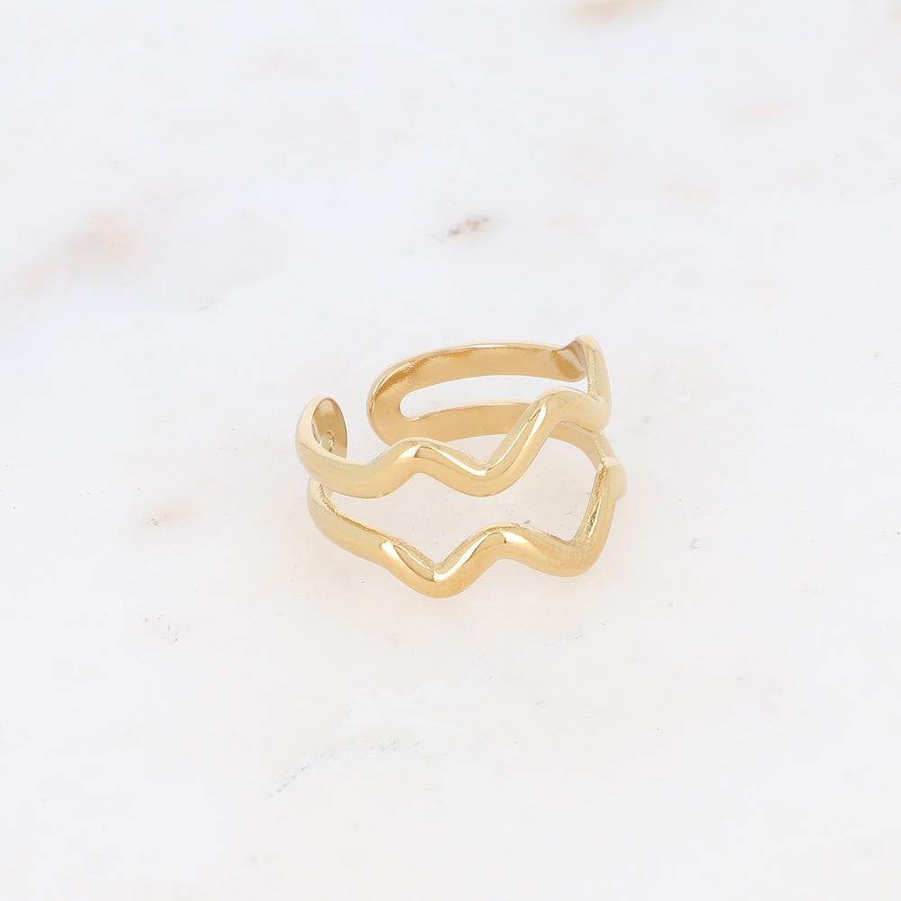 Bague double rangs zig zag
