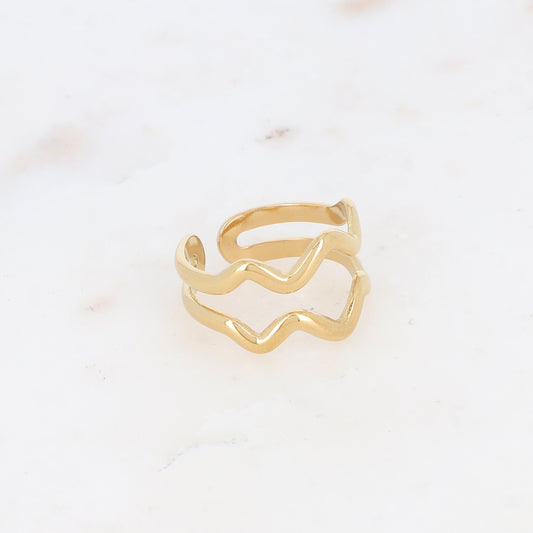Bague double rangs zig zag