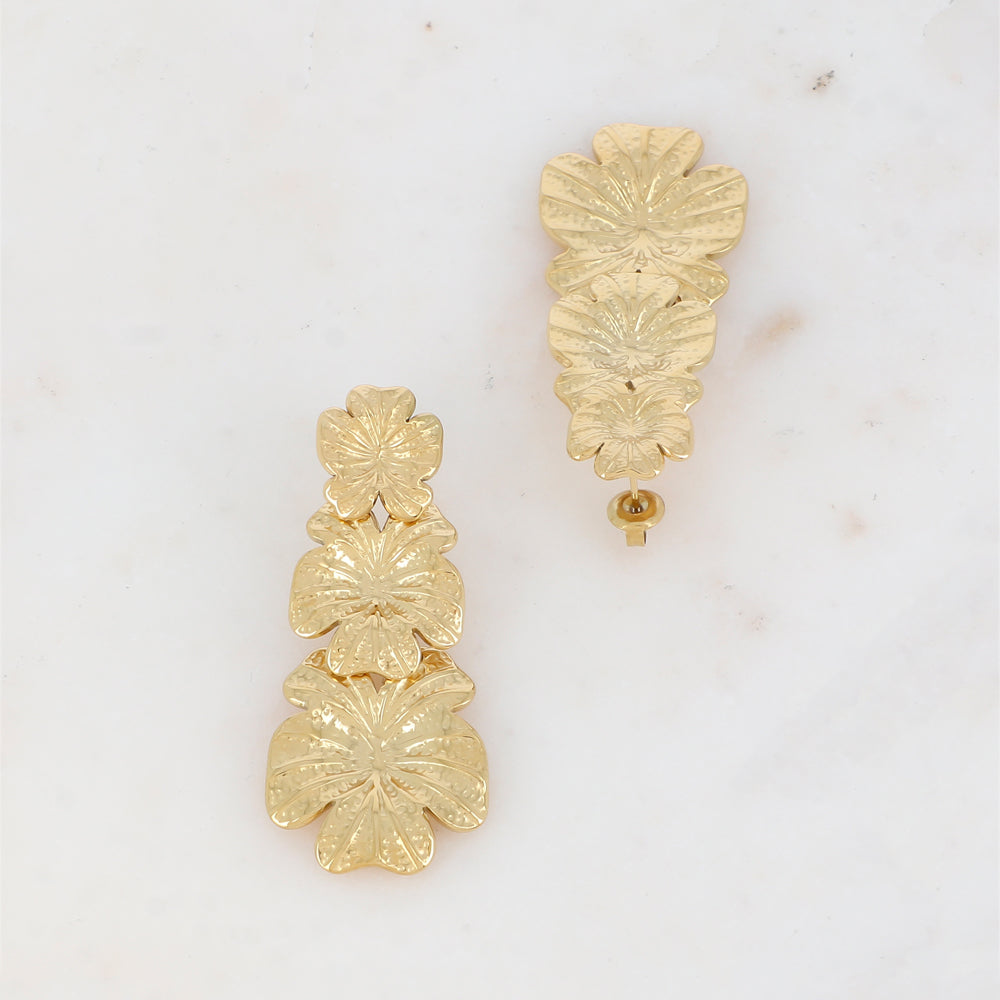 B.O à puce avec trois fleurs 2,3 X 5,1 CM.