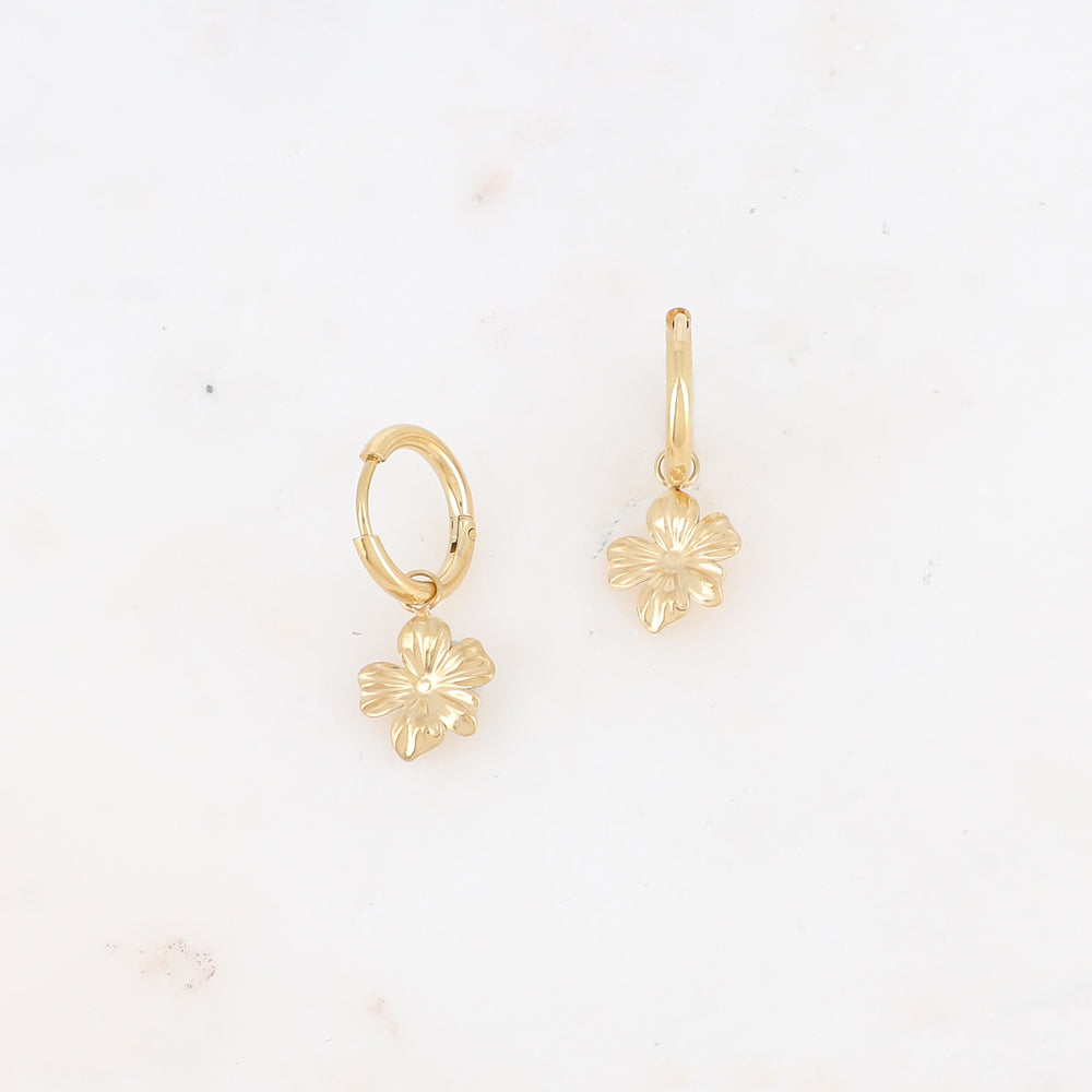 Créoles avec fleur 1,1x 2,6 CM.
