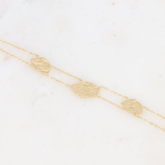 Bracelet double rangs avec pampilles géométriques martelées