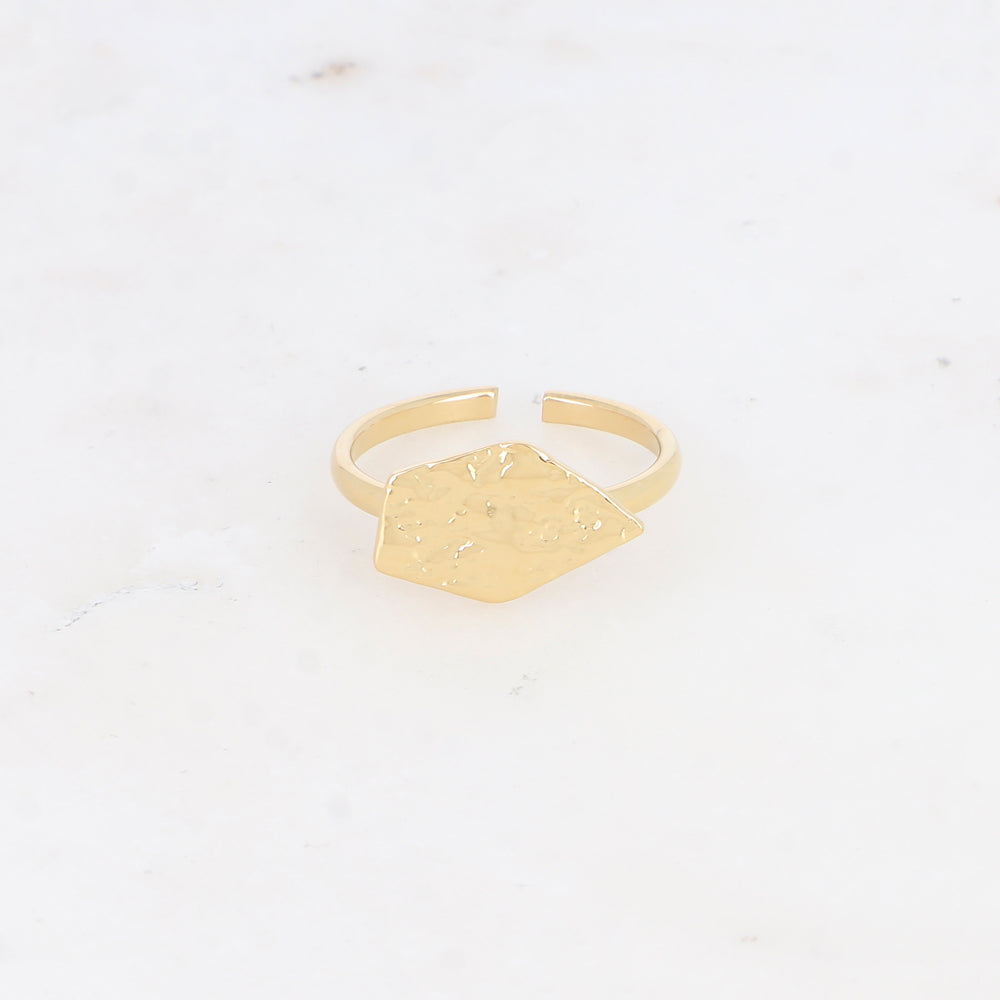 Bague avec pièce géométrique martelée