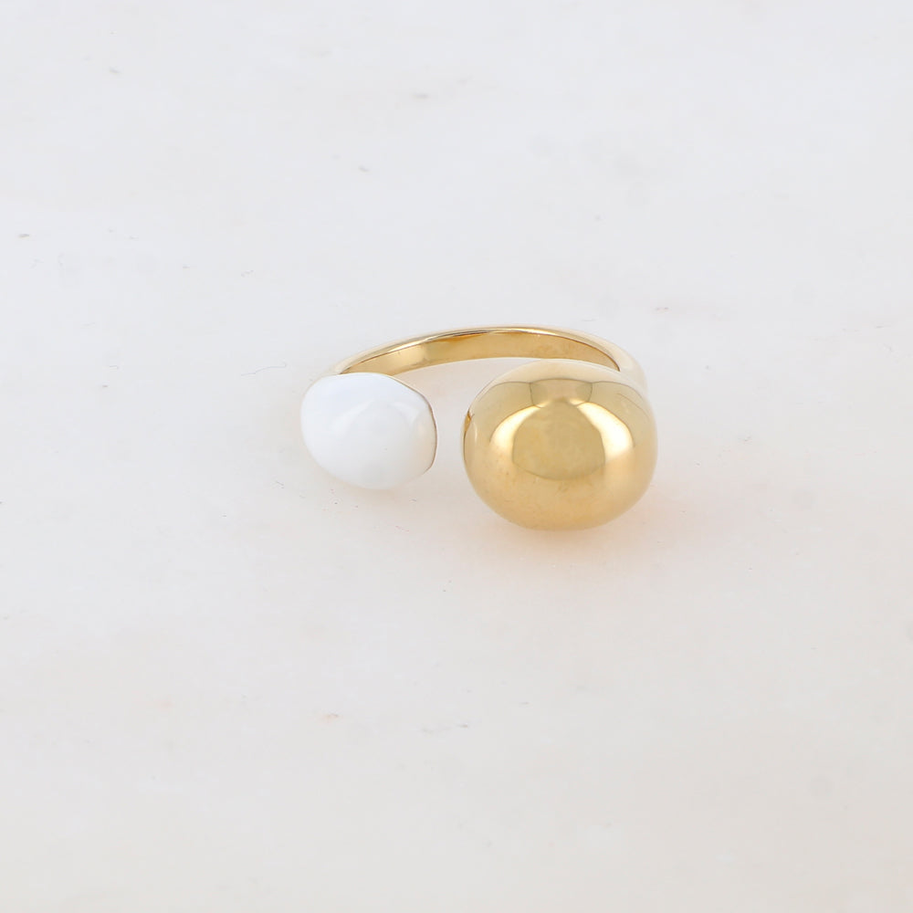 Bague fine avec émail - Blanc