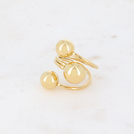 Bague large - 3 rangs avec 3 boules