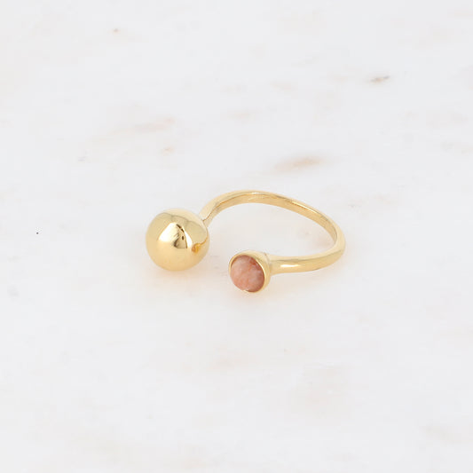 Bague ouverte - boule et pierre naturelle pierre du soleil