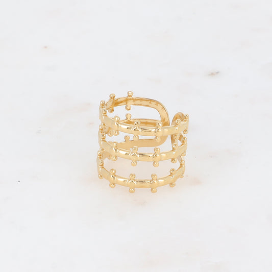 Bague large - 3 rangs, petites boules