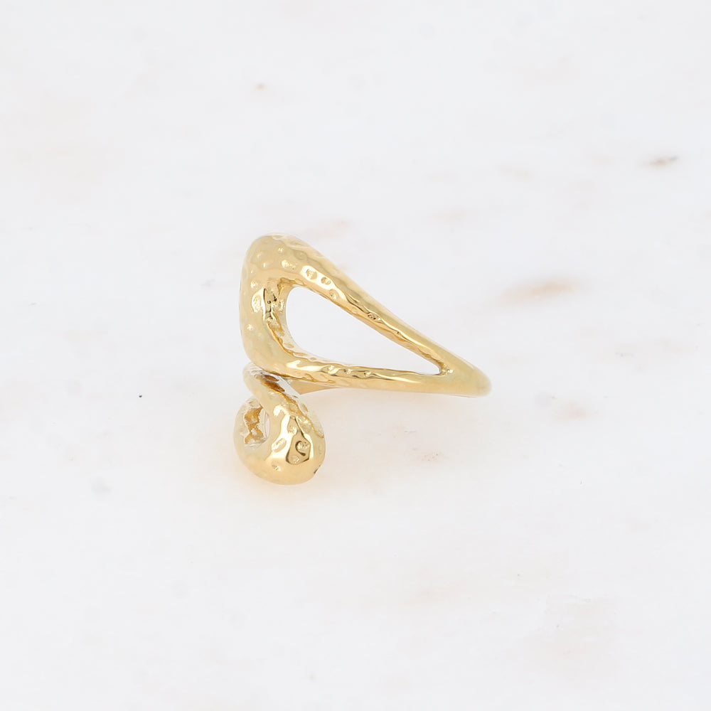 Bague large ouverte - formes ajourées et martelées