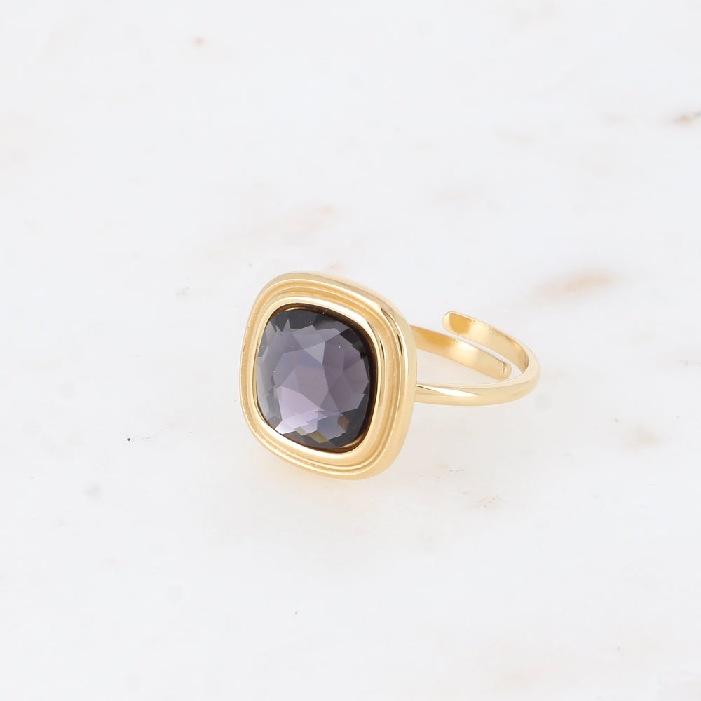 Bague - cristaux 10mm silver grey