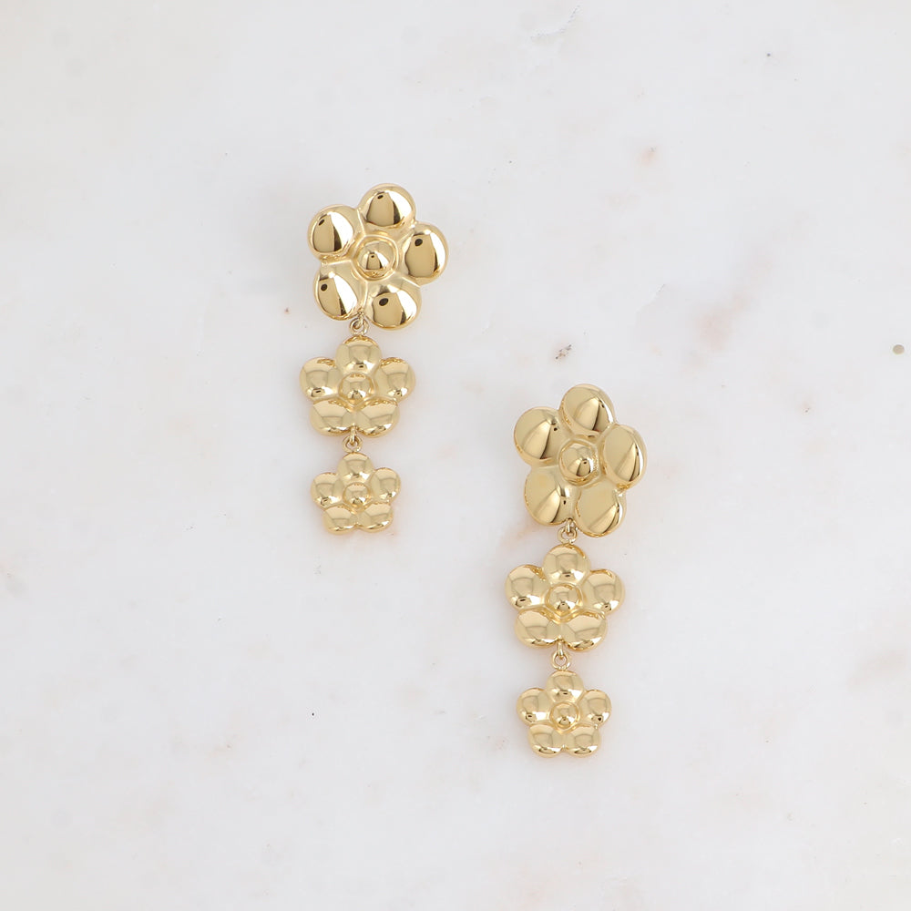 Boucles pendantes - 3 fleurs 22x59 mm