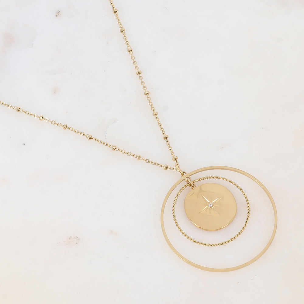 Collier avec anneaux et étoile (45+5CM)