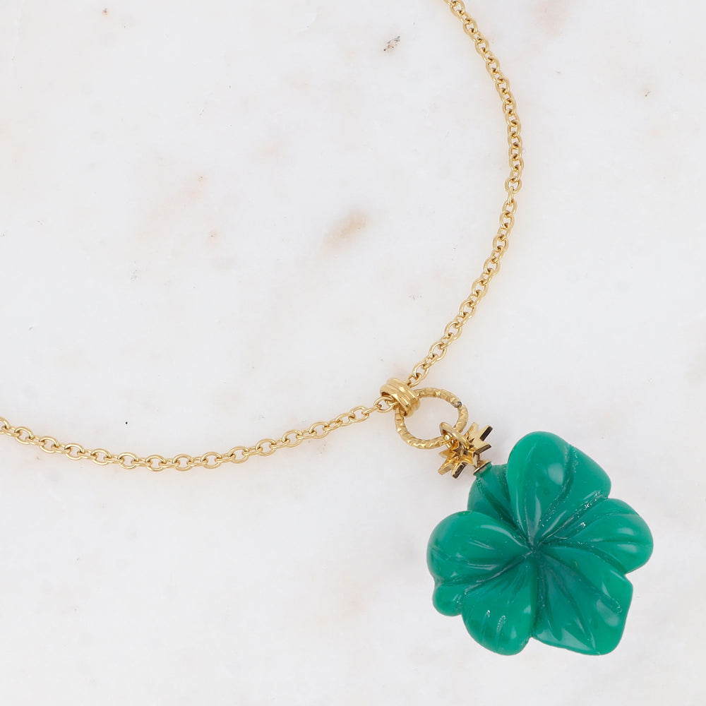 Sautoir avec pendentif forme fleur en acétate (60+5CM)