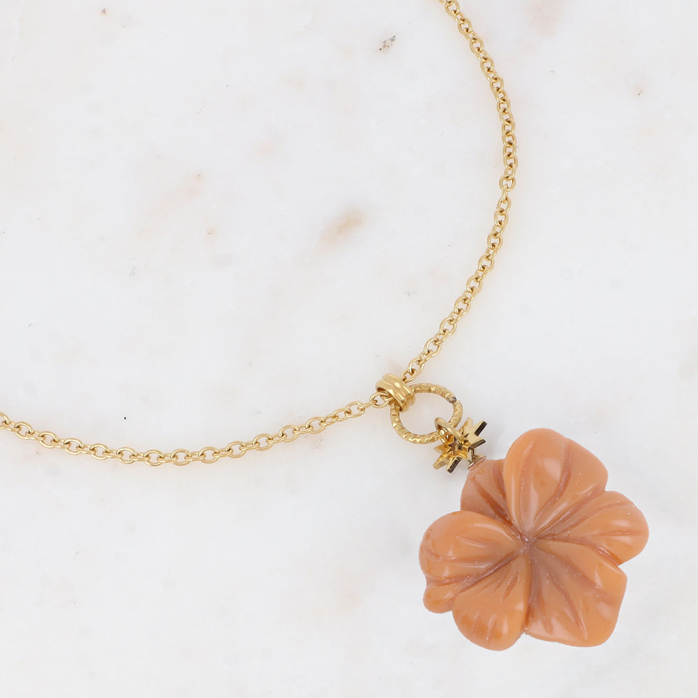 Sautoir avec pendentif forme fleur en acétate (60+5CM)