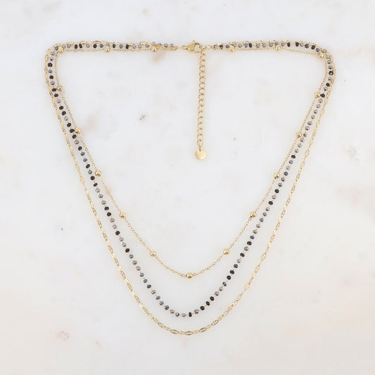 Collier trois rangs avec perles de rocaille (40/42/45+5CM)