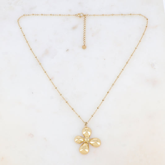 Collier avec une pampille en forme de fleur (45+5CM)