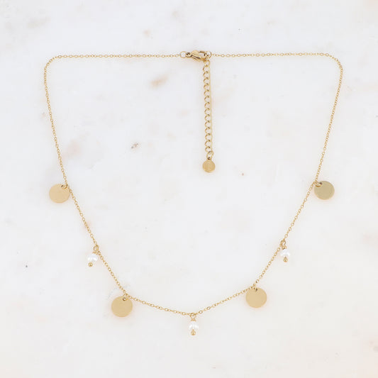 Collier avec pampilles lisses et perles d'eau douce (40+5CM)