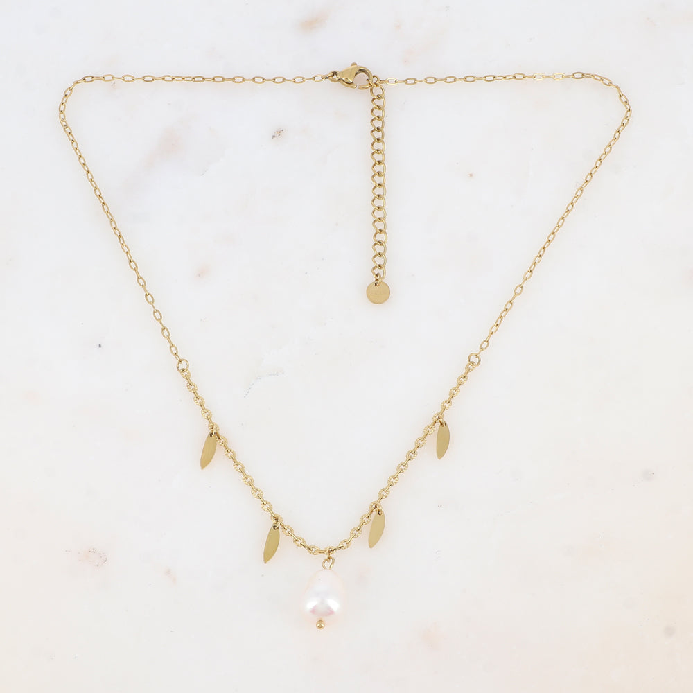 Collier avec pampilles géométriques et perles d'eau douce (38+5CM)