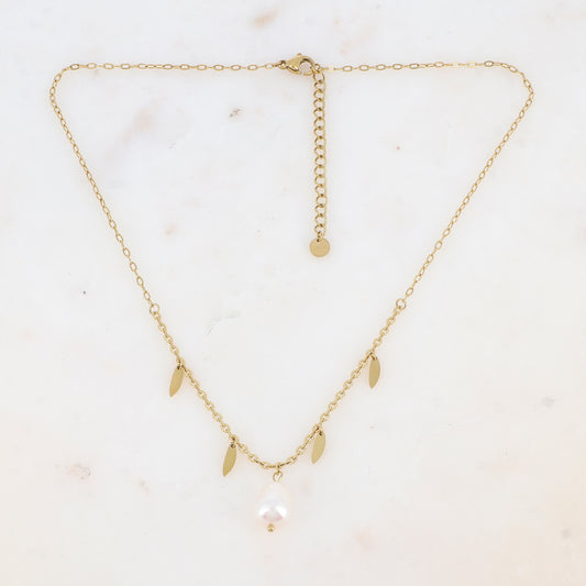 Collier avec pampilles géométriques et perles d'eau douce (38+5CM)