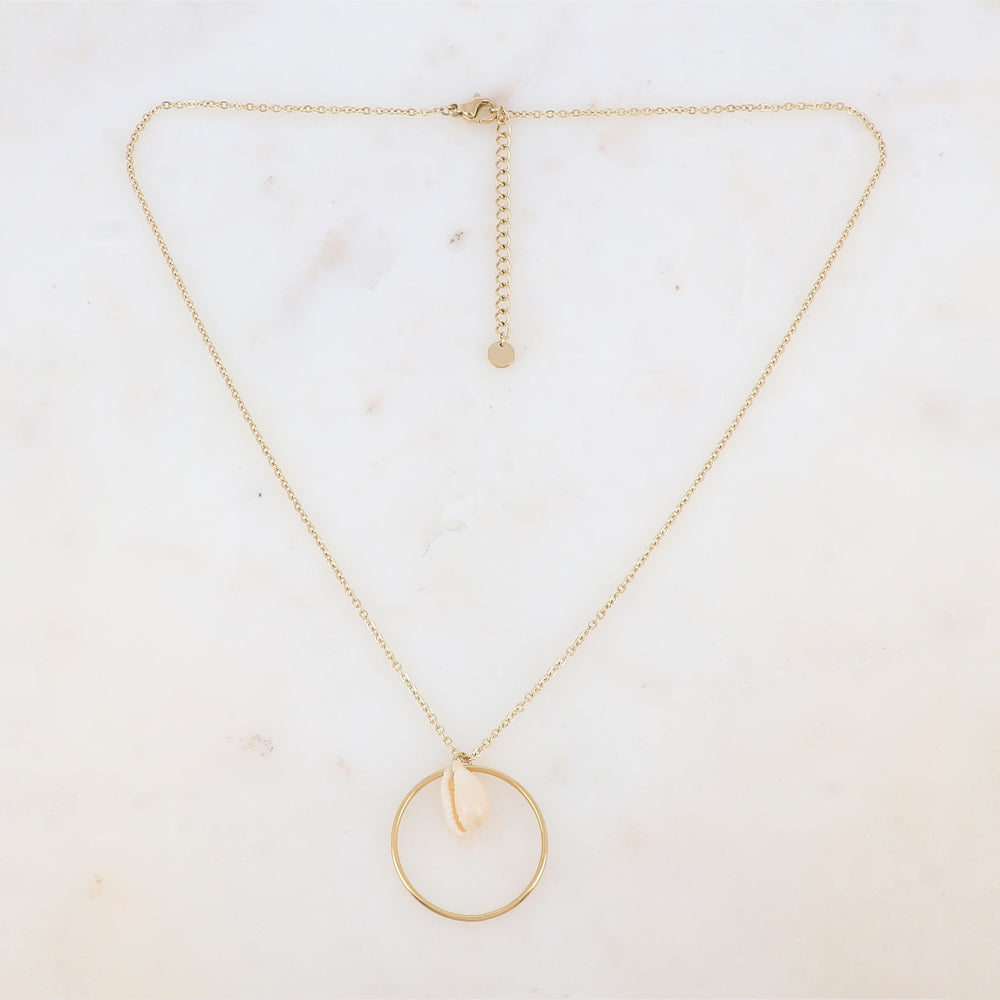 Collier avec anneau et coquillage (45+5CM)