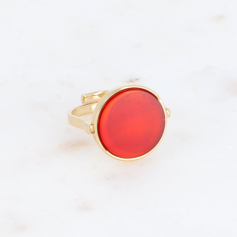 Bague ronde avec pierre naturelle - Cornaline
