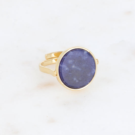 Bague ronde avec pierre naturelle - Lapis lazulite