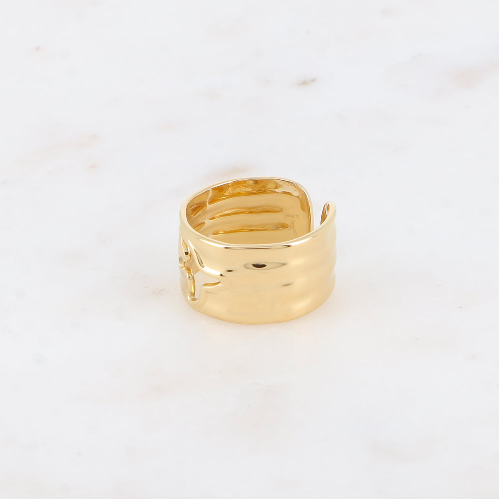 Bague - anneau martelé avec oiseau ajouré