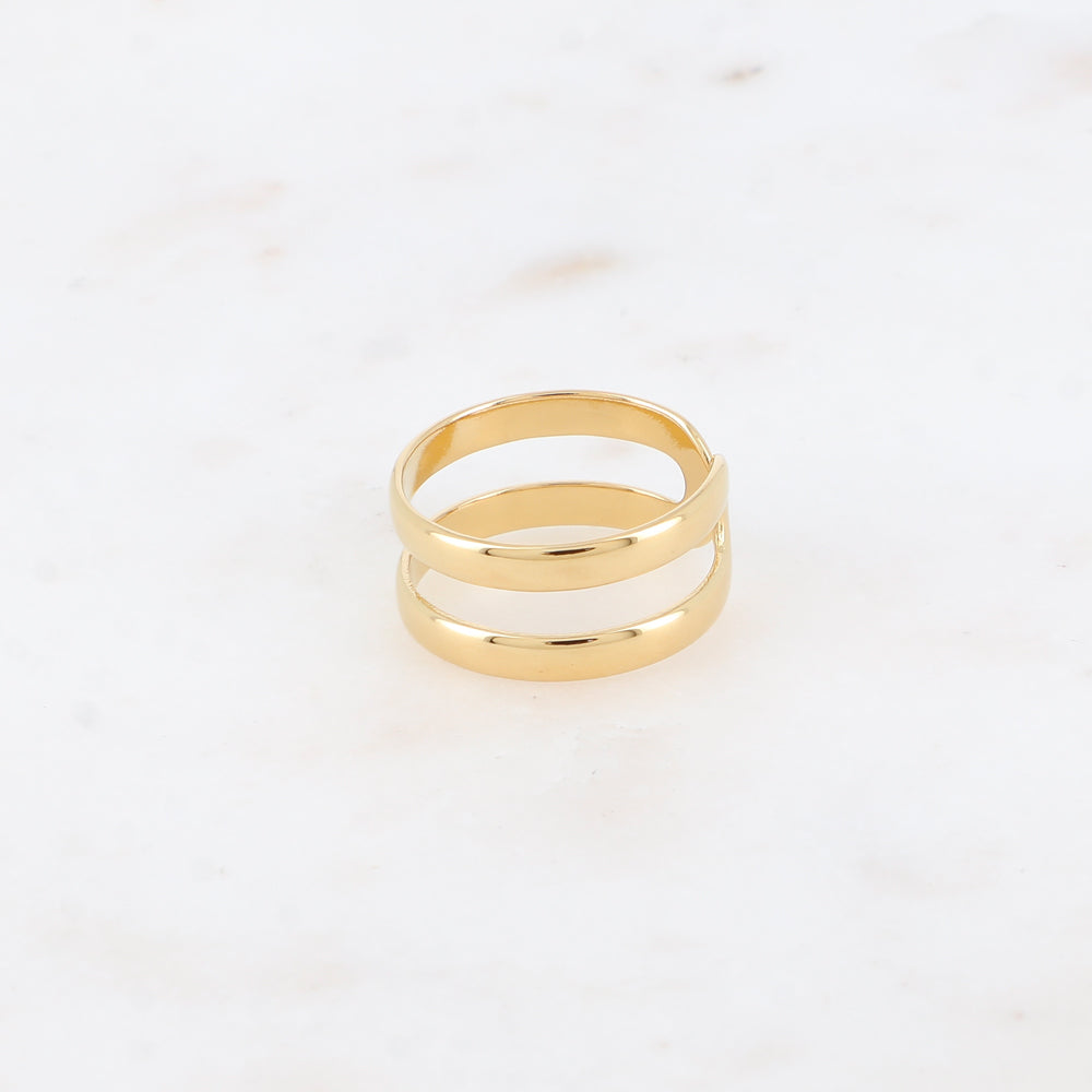 Bague - 2 rangs épais, lisses et miroir