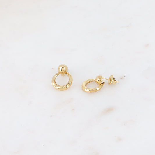 Boucles pendantes - petite boule et petit anneau pendant 12x17 mm
