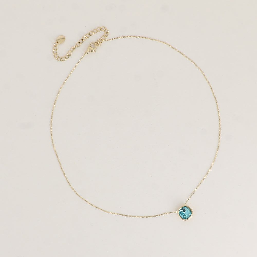 Collier orné de cristal de Swarovski® 8 mm - Longueur de chaîne : 39+5 cm - Diamètre du cristal : 8 mm - Light turquoise