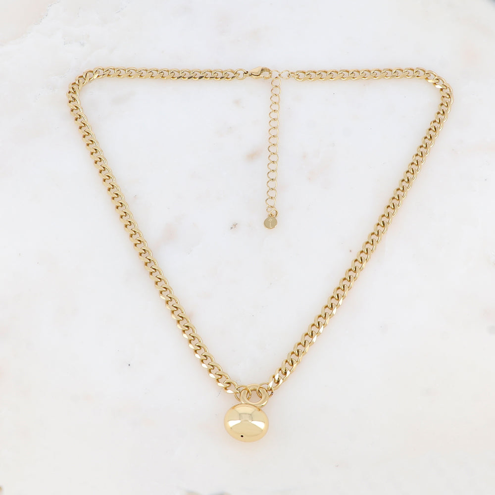 Collier en maille avec perle métallique (44+7CM)