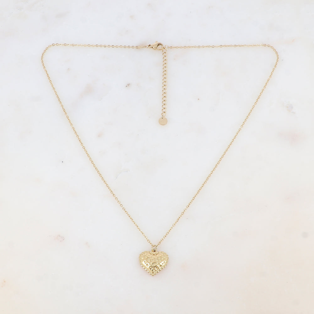 Collier avec cœur martelé (40+5CM)