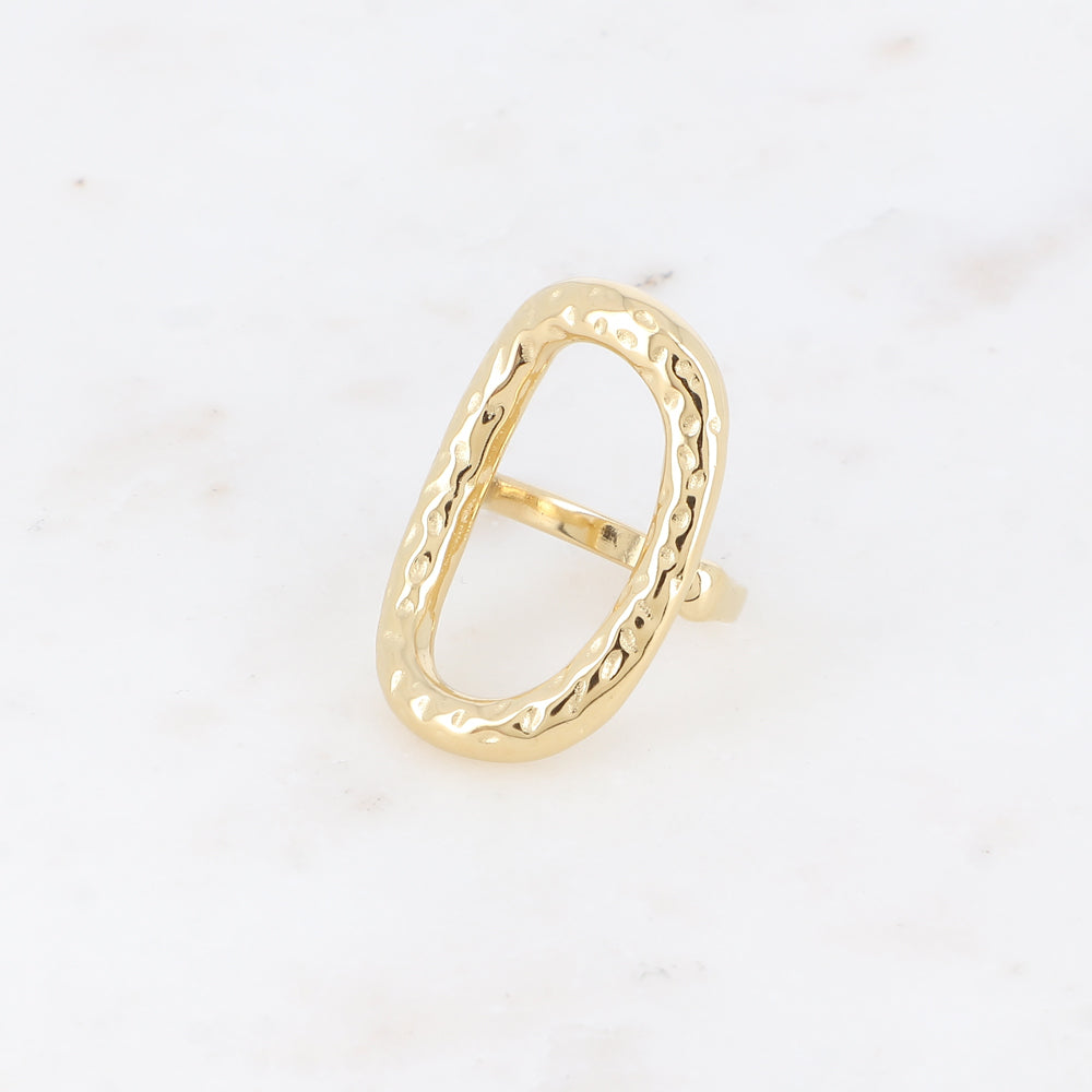 Bague - grand ovale ajouré et texturé