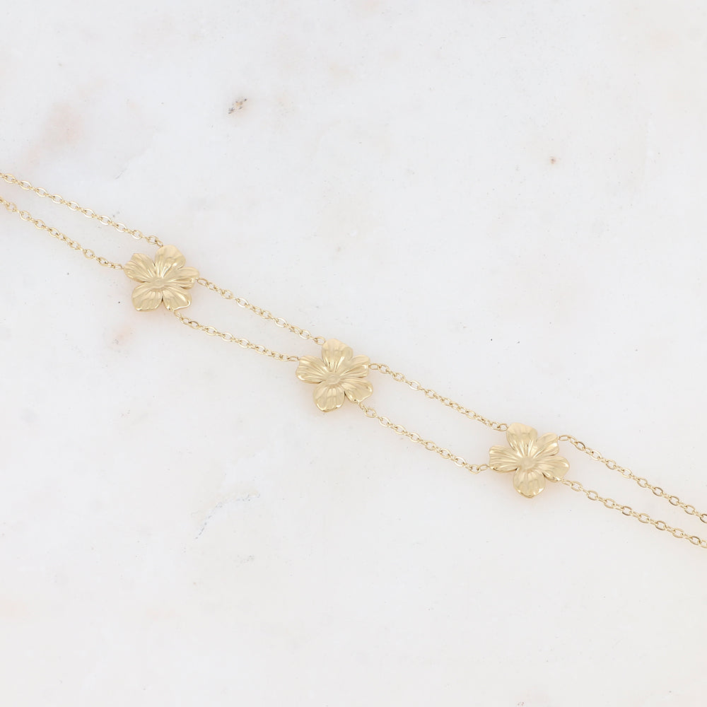 Bracelet double rangs avec fleur