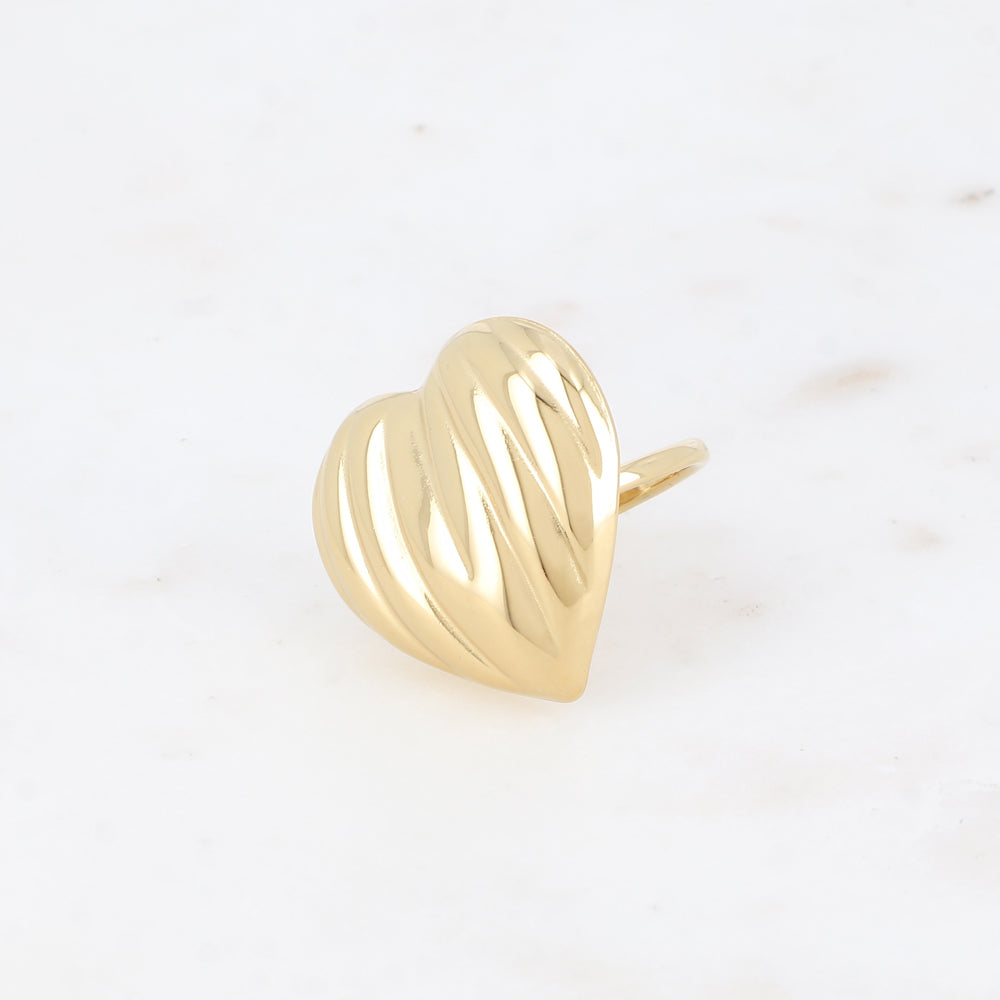 Bague - grand cœur strié
