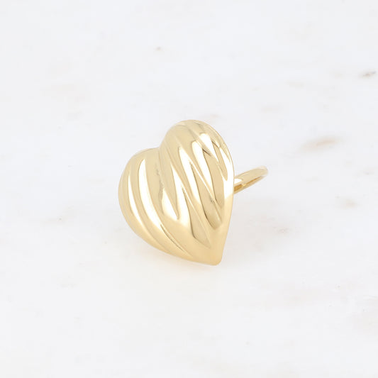 Bague - grand cœur strié