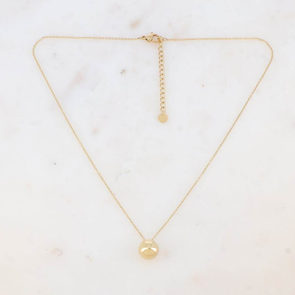 Collier avec pendentif boule lisse avec effet miroir (40+5CM)