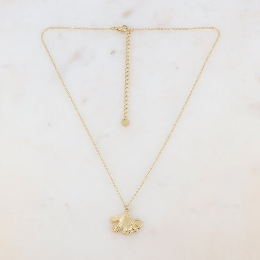 Collier avec pendentif en feuille de ginkgo (39+5CM)