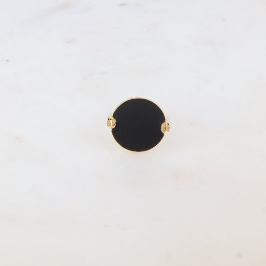 Bague fine avec l'émail - Noir