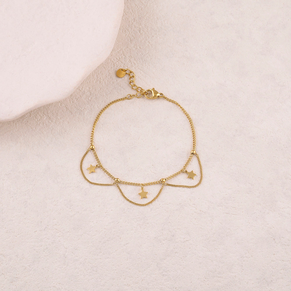 Bracelet 2 rangs avec pampilles étoiles