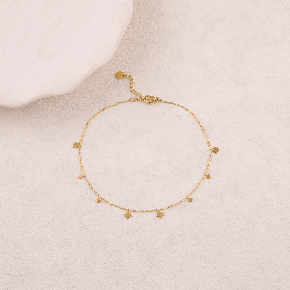 Chaine de cheville avec pampilles étoiles (22+3CM)