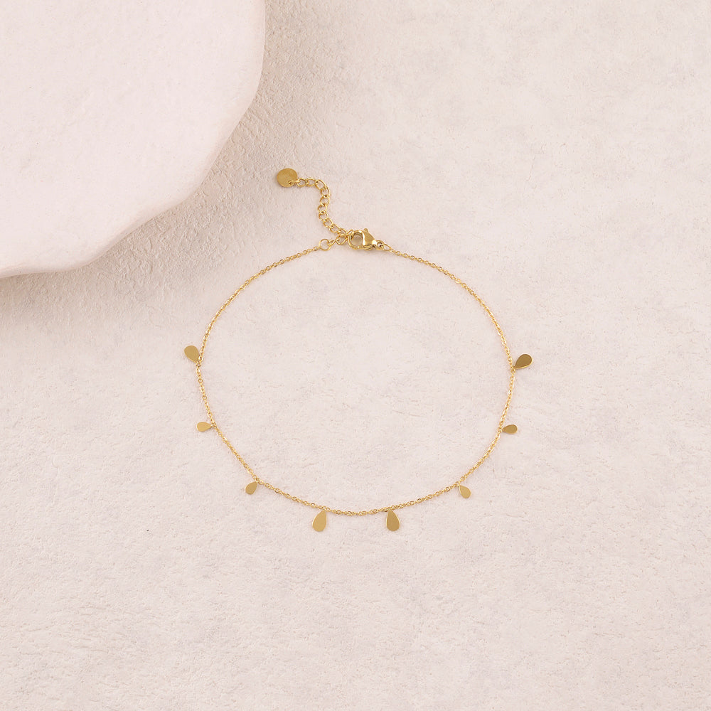 Chaine de cheville avec pampilles forme goutte (22+3CM)