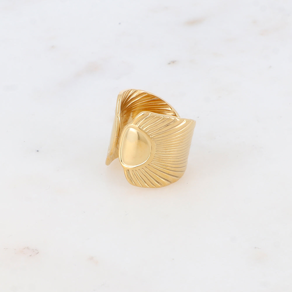 Bague avec pièce graphique à rayure et géométrique