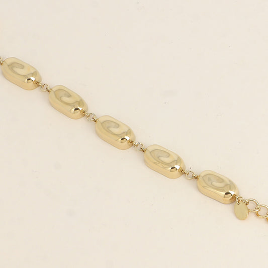 Bracelet - maillons rectangulaires incurvés et martelés 14,5+5 cm