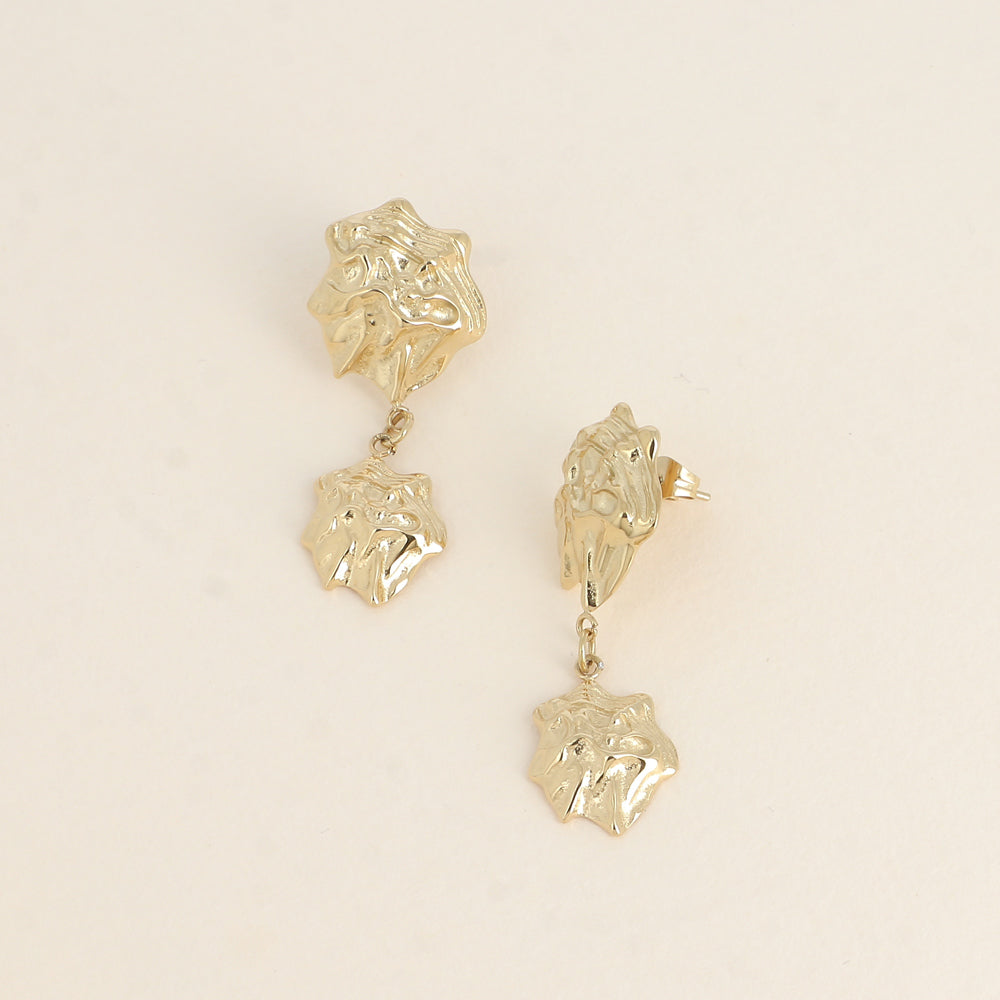 Boucles pendantes - double pièce effet coquillage 16x39 mm