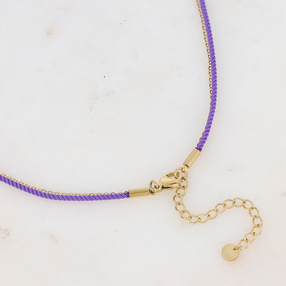 Collier deux rangs chaine et cordon coloré avec étoile de mer émaillée
