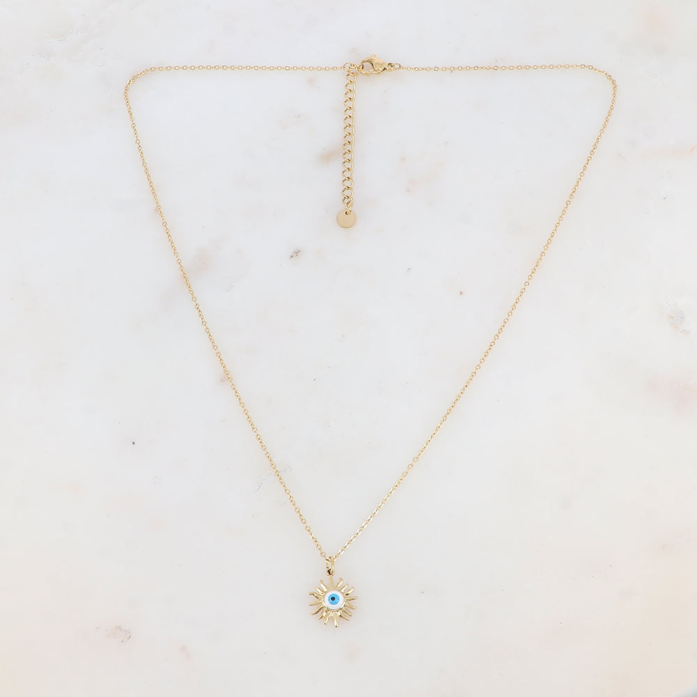 Collier avec pampille forme soleil et œil émaillé