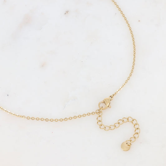 Collier avec anneau texturé et pendant cauri (55+5CM)