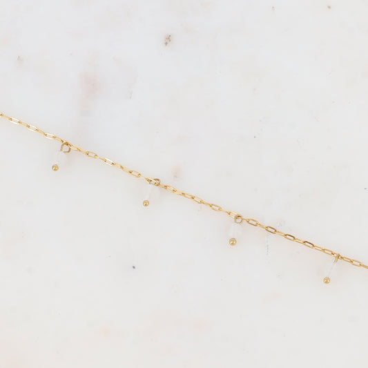 Chaîne de cheville avec perles en pierres naturelles (23+5CM)