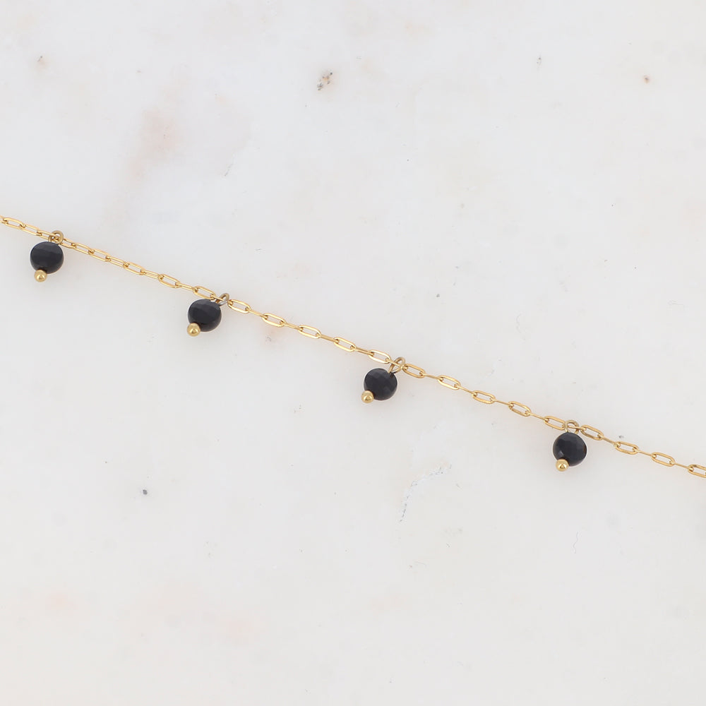 Chaîne de cheville avec perles en pierres naturelles (23+5CM)
