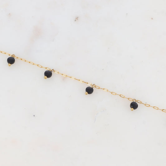 Chaîne de cheville avec perles en pierres naturelles (23+5CM)